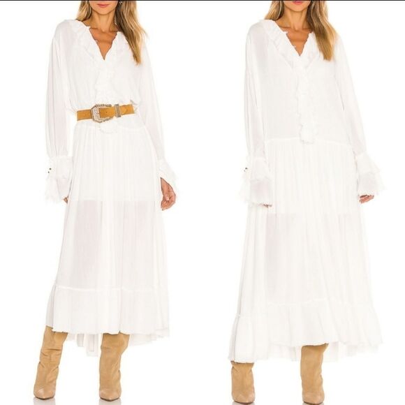 NWT FREE PEOPLE Sweet Darlin Maxi Dress Ivory M - Picture 1 of 10